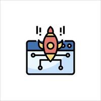 A rocket is flying out of a computer screen vector
