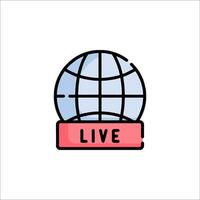 Live globe icon with red ribbon vector