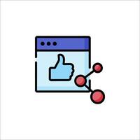 A like button icon with a red dot vector