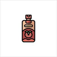 A bottle of perfume with a peach on it vector