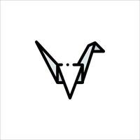 A black and white logo of a bird with a black outline vector