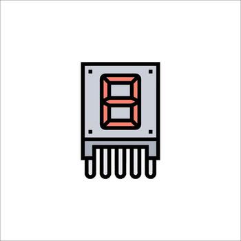 A digital clock with a red number on it vector