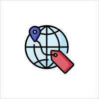 A globe with a tag and a map vector