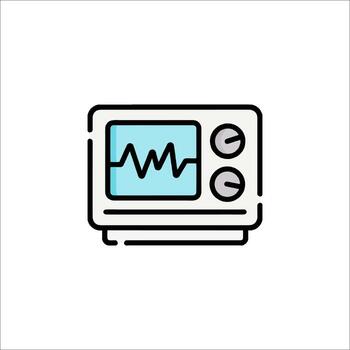 An icon of a computer monitor with a heartbeat vector