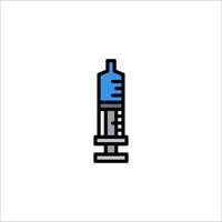 A syringe with a blue and black outline vector