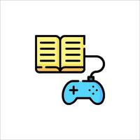 An open book and a controller icon vector