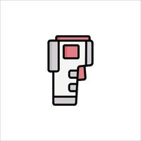 A red and white icon of a thermometer vector