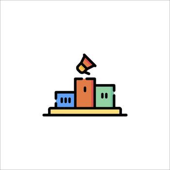 A colorful icon of a building with a flag on top vector