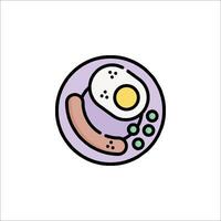 Breakfast icon with eggs, sausage and beans vector