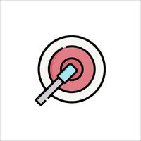 A red and blue target with a pencil on it vector