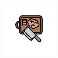 A knife and a brain on a cutting board vector