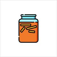 A jar of orange juice with a spoon in it vector