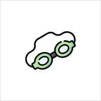 A green swimming goggles icon on a white background vector