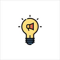 Light bulb icon with a megaphone vector