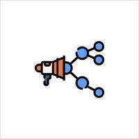 A small orange and blue icon of a speaker vector