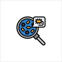 A magnifying glass with a microscope and a virus vector