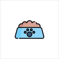 A dog bowl with food in it on a white background vector