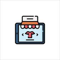 A tablet with a shopping bag on it vector