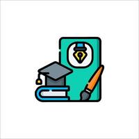 A graduation cap and pencil are on top of a book vector