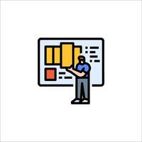 A man is holding a piece of paper with a yellow bar vector