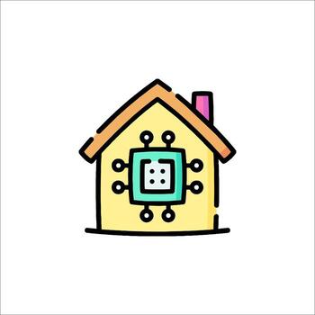 A house with a computer chip inside it vector
