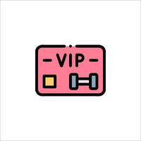 A pink vip card with a barbell on it vector