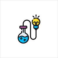 A science experiment with a light bulb and a flask vector