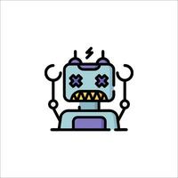 A robot with a broken head and a broken arm vector