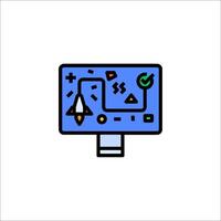 A computer monitor with a computer and a computer mouse vector