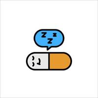 Pill with speech bubble and sleep icon vector