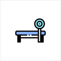 A blue and white icon of a table with a lollipop vector