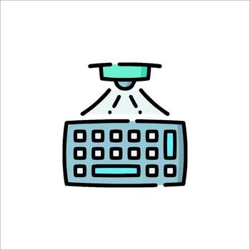 un computadora teclado con un computadora monitor en parte superior vector