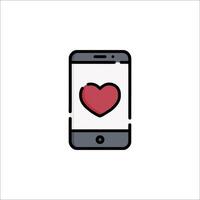 A phone with a heart on it, with a white background vector