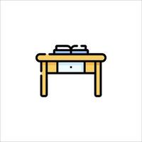 A desk with a book on top and a drawer vector