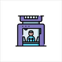 A man in a machine with a computer on top vector
