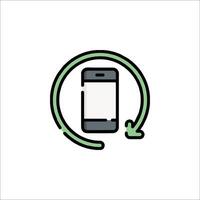 A phone is in a circle with a green arrow pointing to it vector