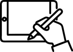 Writer using digital pen on tablet with copy space vector