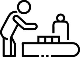 Worker inspecting automated conveyor belt vector