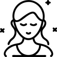 Woman practicing deep breathing with bokeh background copy space on left vector