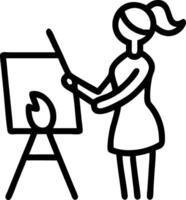 Woman painting for self expression in a bright studio copy space on left vector