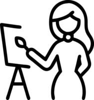 Woman painting for self expression in a bright studio copy space on left Set 3 vector