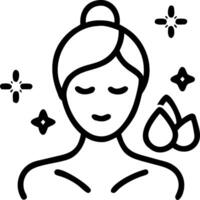 Woman enjoying a spa day with bokeh lights copy space on right vector
