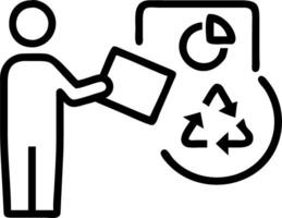 Worker using digital platform to track recyclable materials vector