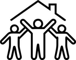 Volunteers from diverse backgrounds building house with copy space vector