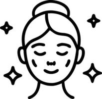 Woman doing face mask with soft abstract lights copy space on left vector