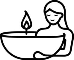 Woman enjoying a relaxing candlelit bath on plain background copy space on right Set 2 vector