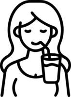 Woman enjoying a healthy smoothie on plain background copy space on left vector