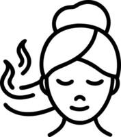 Woman doing facial steam with soft abstract background copy space on left vector