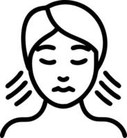 Woman doing facial exercise with soft abstract background copy space on right vector