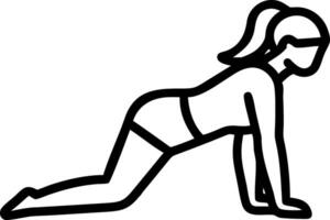 Woman doing stretching exercises with soft abstract background copy space on right vector
